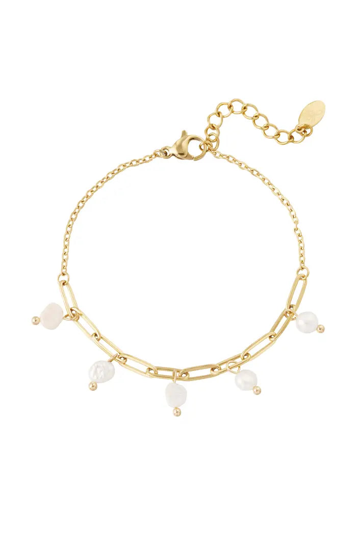 Schakel armband pearls