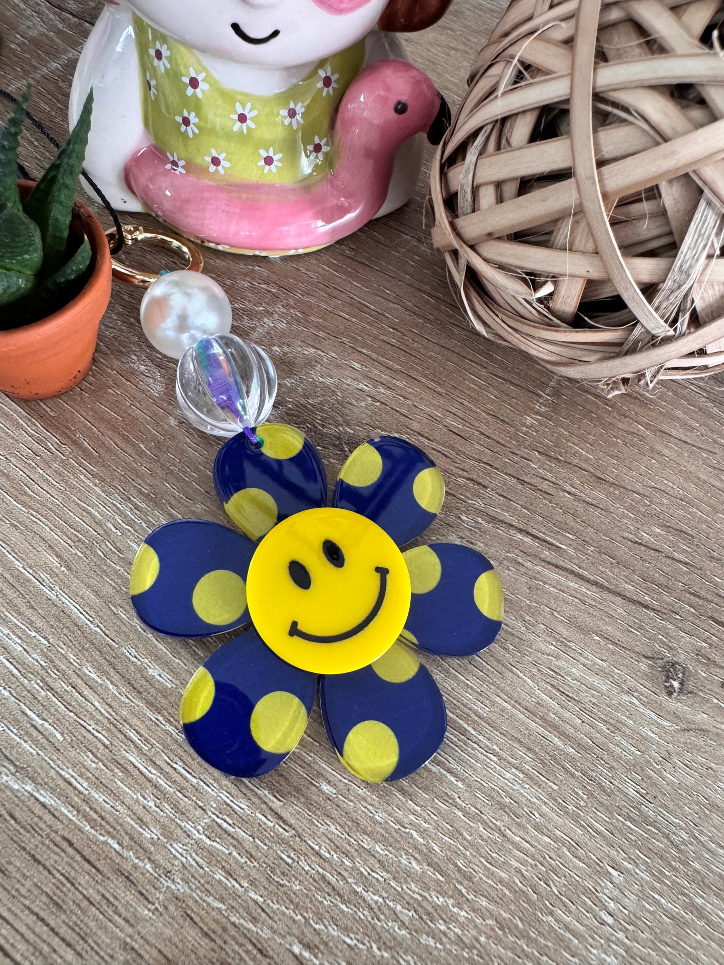 Flower power sleutel/tashanger