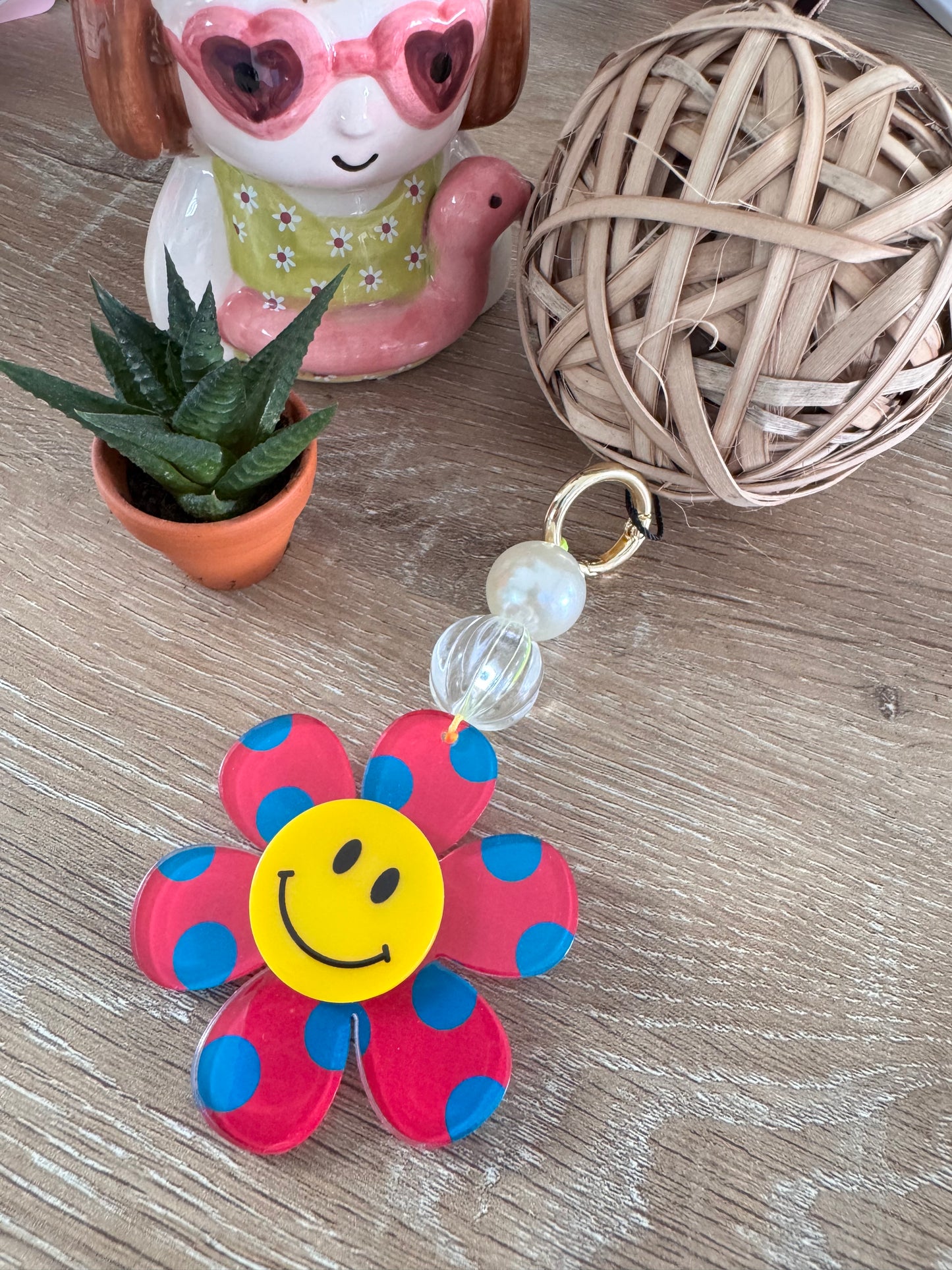 Flower power sleutel/tashanger