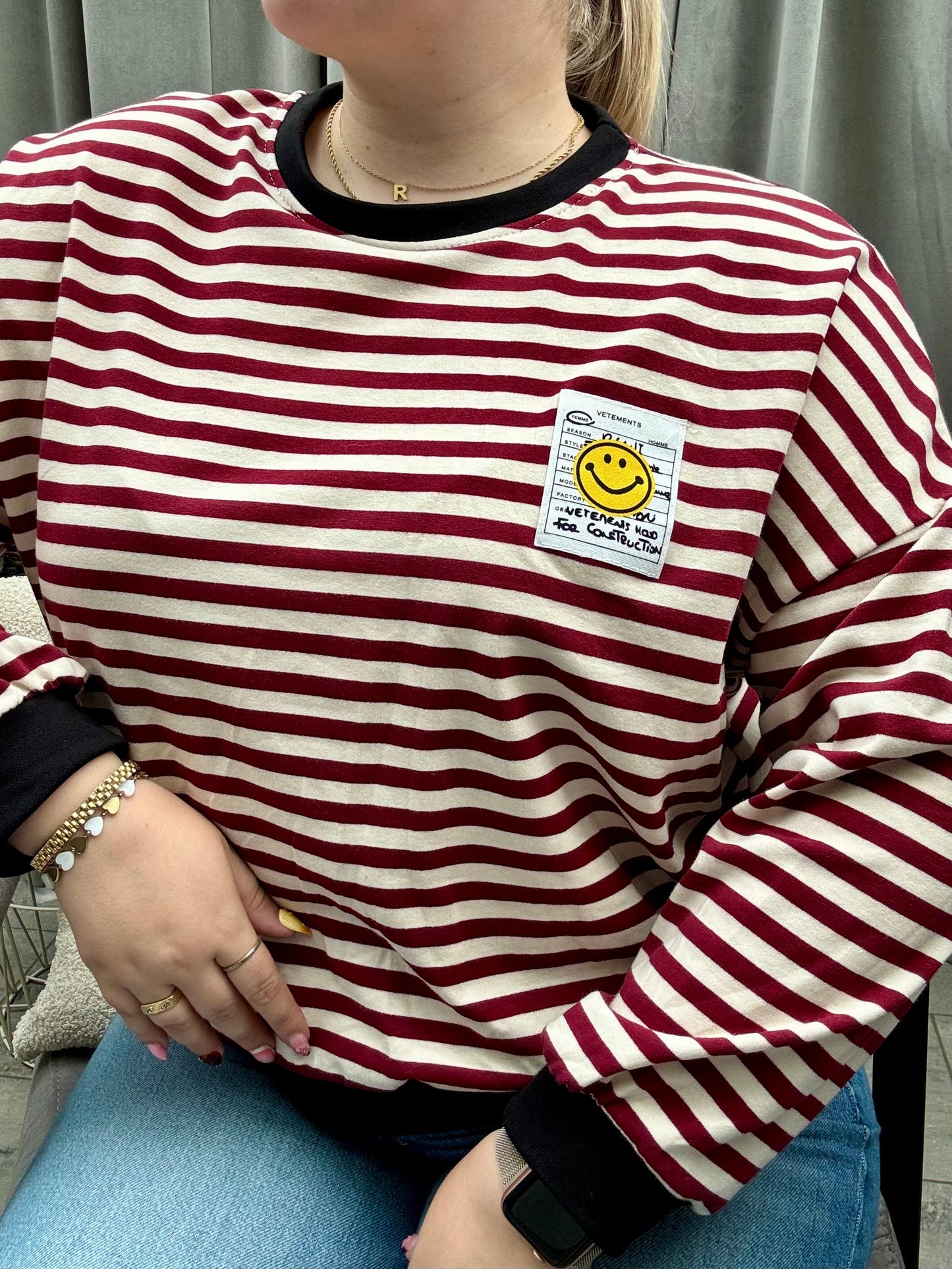 Striped Smiley Sweatshirt