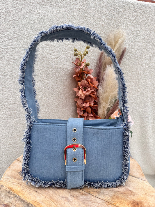 Denim Handtas met Gesp