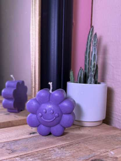 Flower Power Smiley kaars